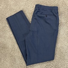NEW Ralph Lauren Wool Dress Pants Men Big Tall Blue Plaid Unhemmed Waist 44