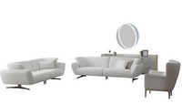 Wohnzimmer-Set 3-Sitzer-Sofa WeißE Sessel Unterer Block Moderner Stil