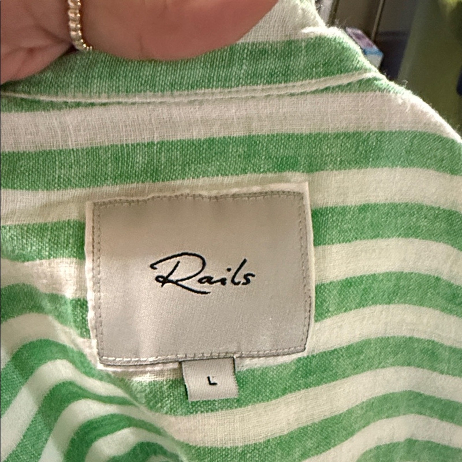 RAILS Jaylin Cayman Green Stripe linen blend ligh… - image 2