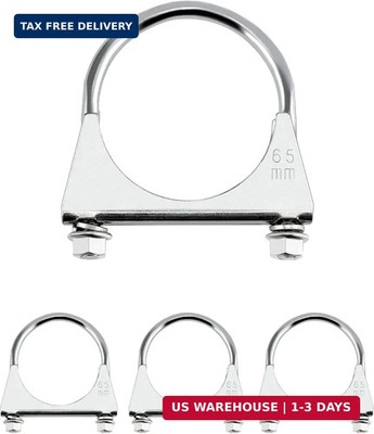 QWORK Zinc-Plated Carbon Steel U-Bolt Clamp 2.5'' - 4 Pack Fits 2.5'' OD Pipes for