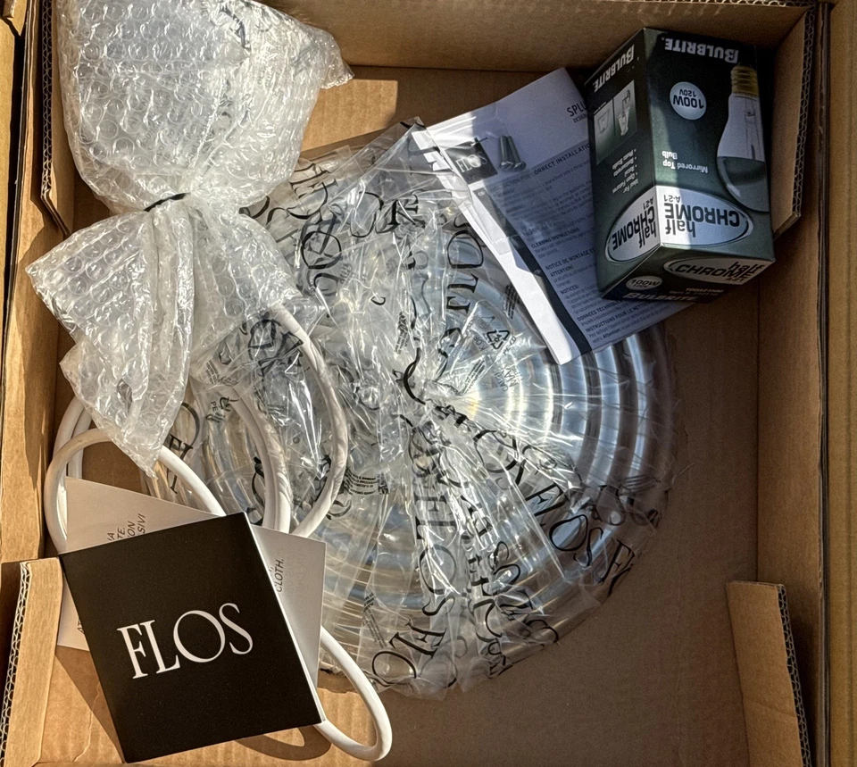 NEW - Flos Splügen Bräu Pendant Lamp and Chrome Lightbulb - Brand new in box! - Image 3 of 4