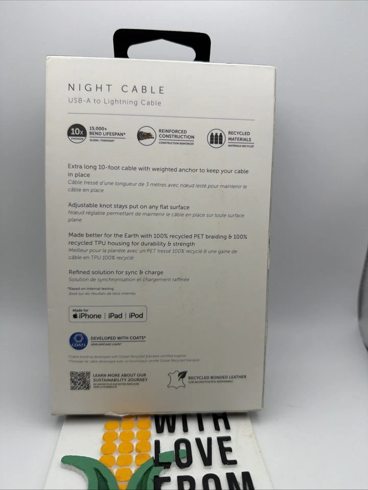 Native Union Night 10' Ft Braided weighted IPHONE to USB-A Cable iphone ipad 484 - Image 2 of 4