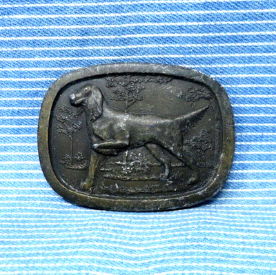 Scottish Gordon Setter Dress Belt Buckle Bird Dog Hunting Vtg 70s IMC .TYC233
