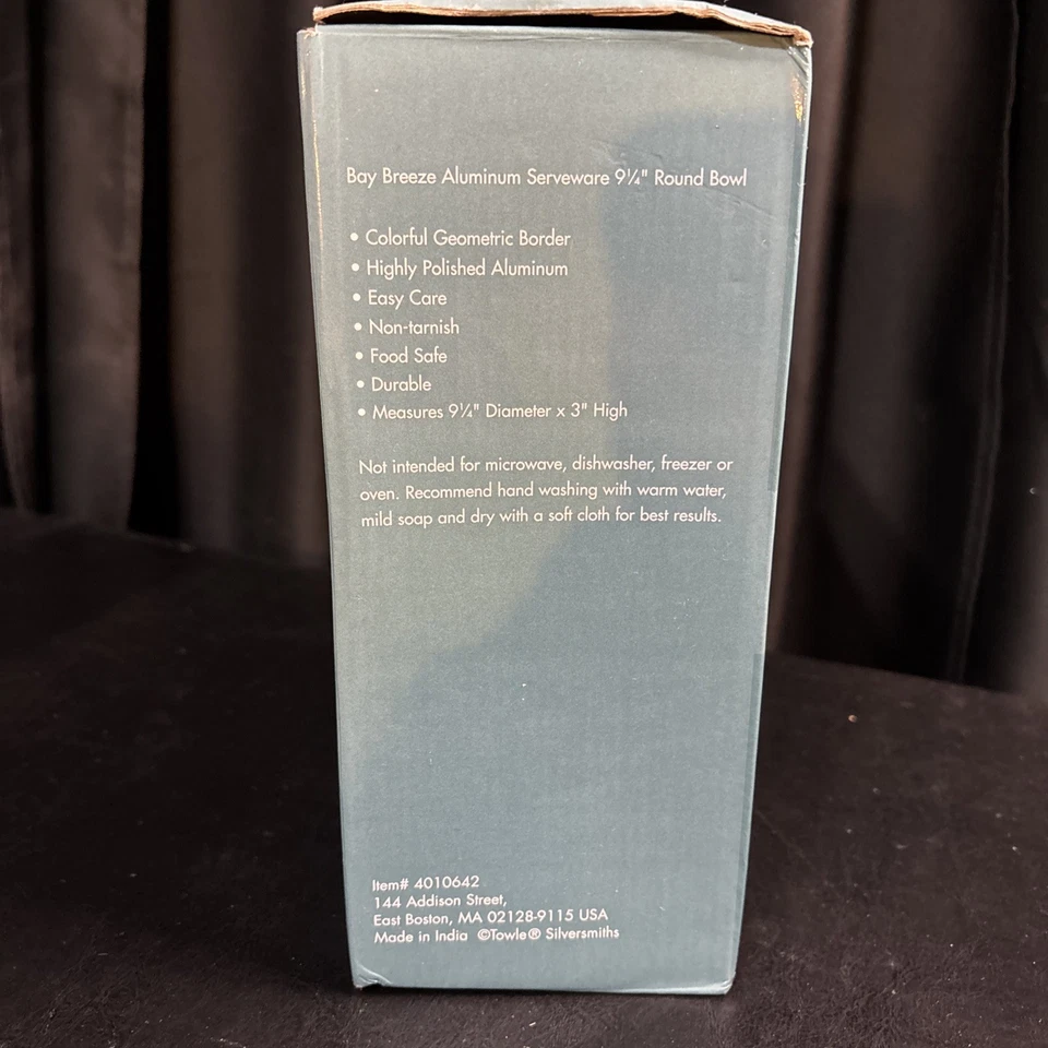 Towle Silversmiths Baybreeze Aluminio 9 1/4 Incrustación de Hueso Borde Cuenco Redondo En muy buena condición Foto 2 de 4