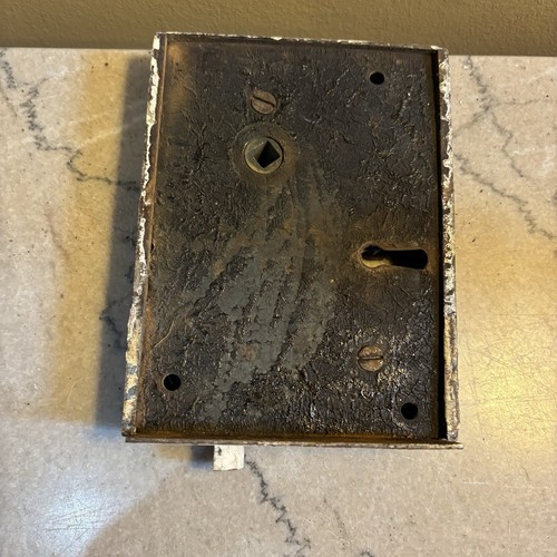 1830s Antique J Walker Original Door Rim Lock Salvage 6”x 4 1/2” - Picture 2 of 9