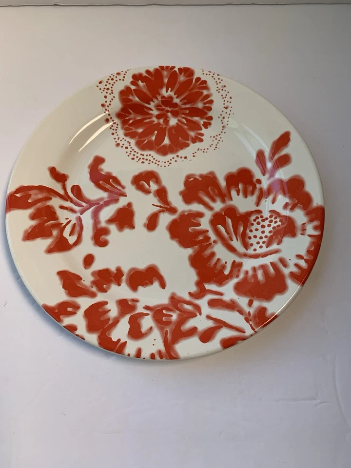 Juego de 3 platos de ensalada florales rojos/naranjas de Anthropologie 8.75" Hechos en Portugal Foto 2 de 4