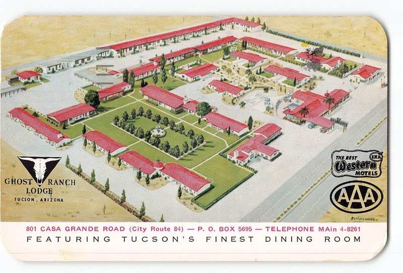 Tucson Arizona AZ Postcard 1958 Ghost Ranch Lodge Aerial View