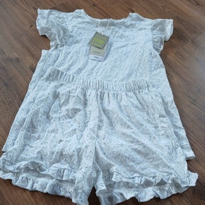 Mango Kinder Pyjama-Set Blumendruck 2-teilig Alter 11-12 Jahre neu mit Etikett 