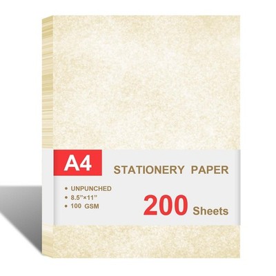 8.5x11 Inch Parchment Specialty Paper 100gsm Certificate Diploma 200 Sheets