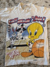 VTG Space Jam Shirt Youth Large AOP NBA Basketball Looney Tunes Tweety Bugs 90s