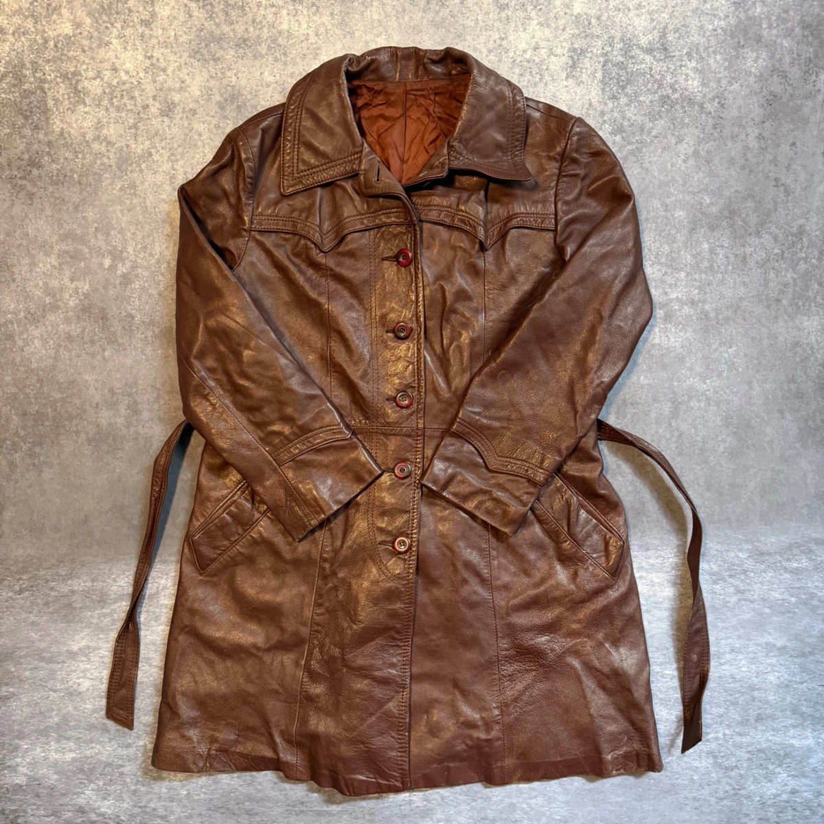 Vintage Leather Trench Coat In Vintage Outerwear Coats & Jackets