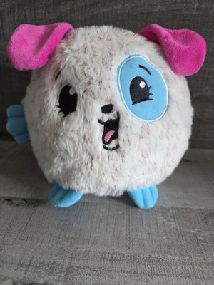 Pikmi Pops 7'' Plush Puppy Dog White Grey Spot Eye Pink Moose b193