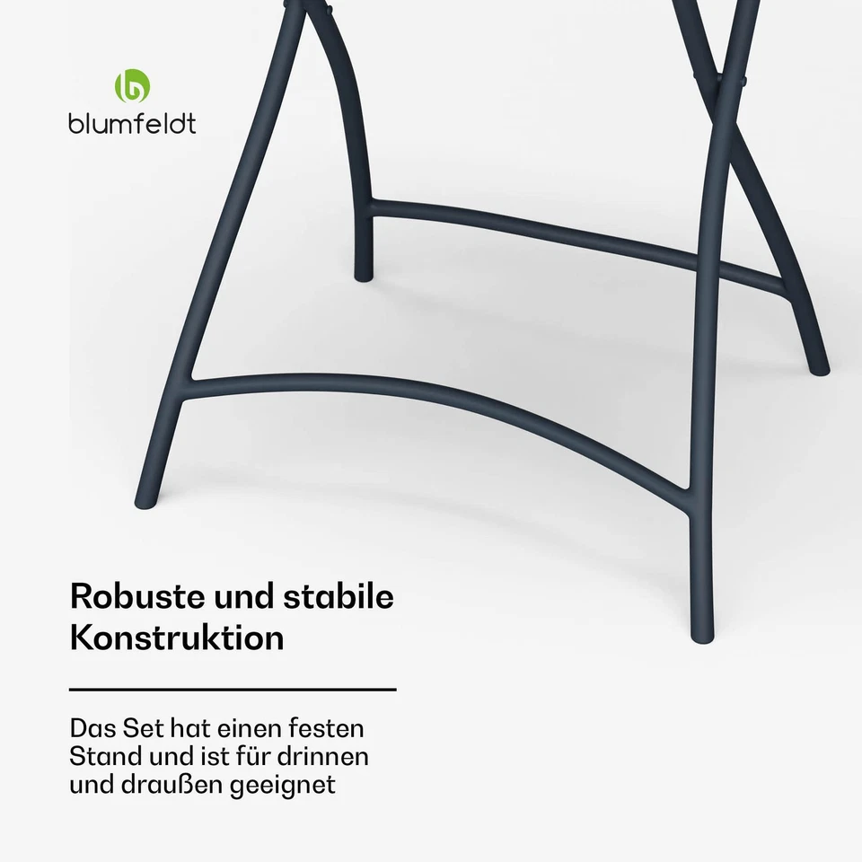 Gartentisch Set 60cm Klappbar 2 Stühle Bistrotisch Balkonmöbel Garten Wetterfest - Bild 3 von 4