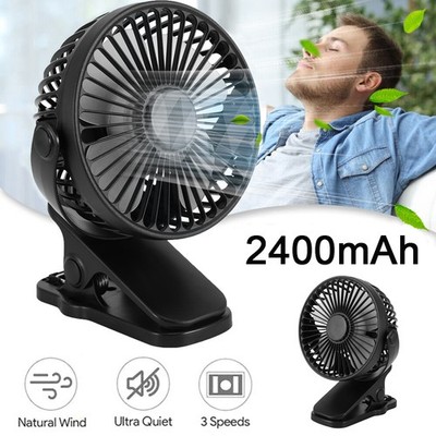 360° USB Tischventilator Mini Clip Fan mit Batterie Tisch Lüfter Clip Ventilator