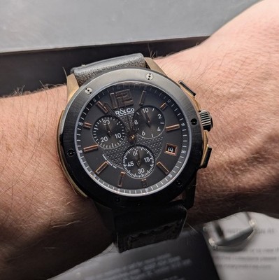 Rotary's R & Co Watch RGS00007/46/19 High End Quartz Chronograph Black & Gold
