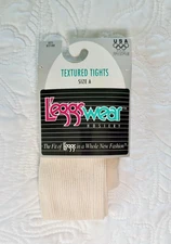 Leggs Wear Hosiery 90s vintage white ribbed tights USA vintage coquette Cottage