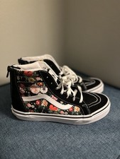 Vans Sk8 Hi Top Junior Shoes Black and Floral, size 5