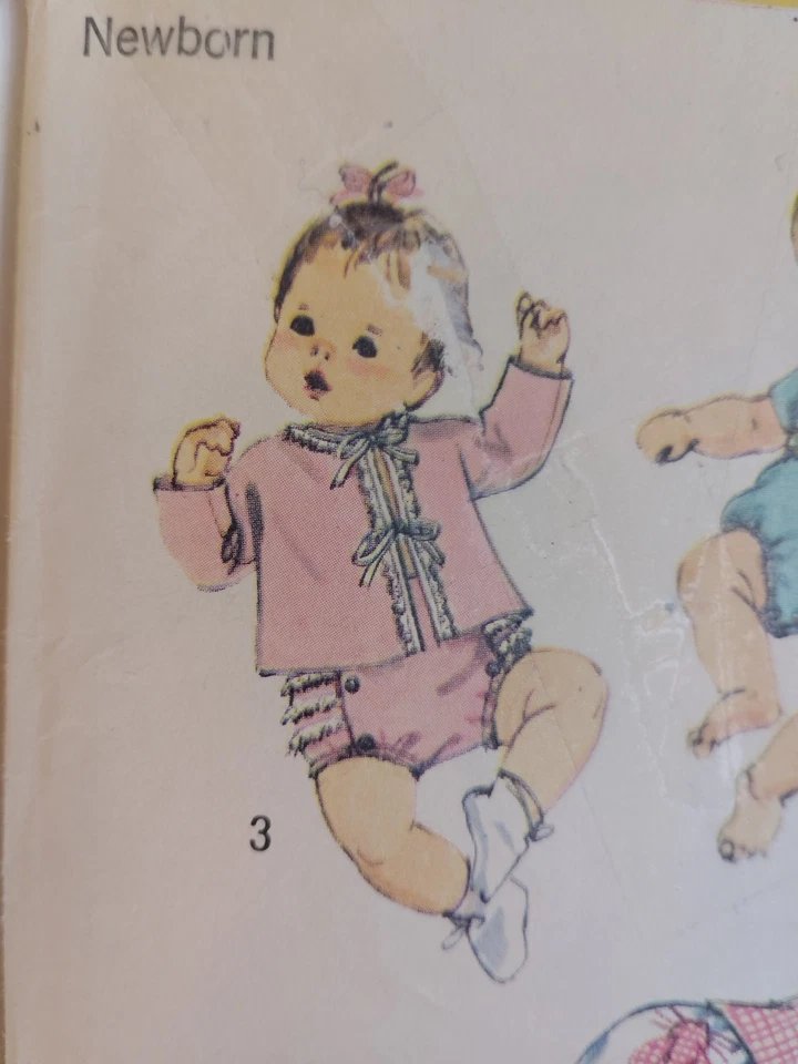 Simplicity 8761 Layette Transfer Sewing Pattern Infants NB Sleeper Dress Bib VTG - Image 3 of 4