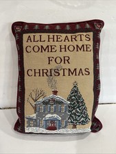 ALL HEARTS  COME HOME AT CHRISTMAS 17"x13" Tapestry Throw Pillow Fast Shipping!