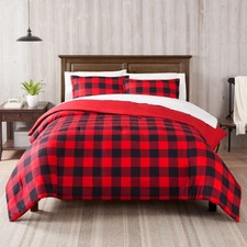 Simply Clean Alex Red Buffalo Check Plaid 7-Piece Bedding Set, King