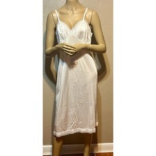 Vanity Fair Full Slip Under Dress Lace Satin Lingerie Star White 26" 34/40 New