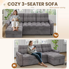 Convertible Sofa Bed, Sectional Sleeper Sofa with Storage Chaise, L-Shaped Couch