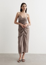 INCU SCATTER RUCHED MIDI DRESS PEWTER Size: XXS