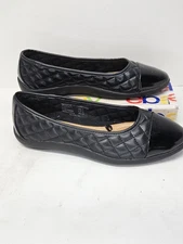 Time and Tru Cap Toe Quilted Ballet Flats Black Size 7