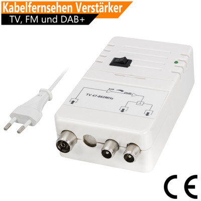 Kabelfernsehen DVB-C Zweigeräteverstärker Verstärker HD TV 4K BW Vodafone Kabel