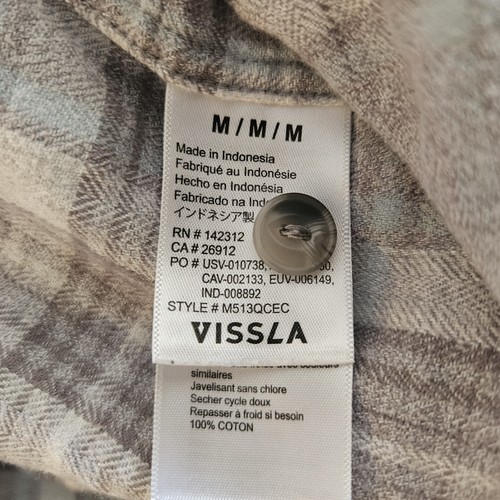 Vissla Plaid Longsleeve L/S Flannel Shirt Blue Gray Men’s Size Medium Preowned - Picture 4 of 7