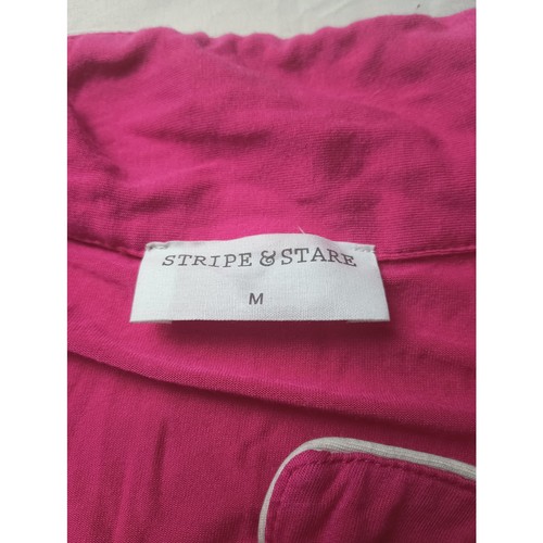 Stripe & Stare Medium Modal Pink 2 Piece Pajama Set Lounge Wear Pockets Button - Picture 7 of 8