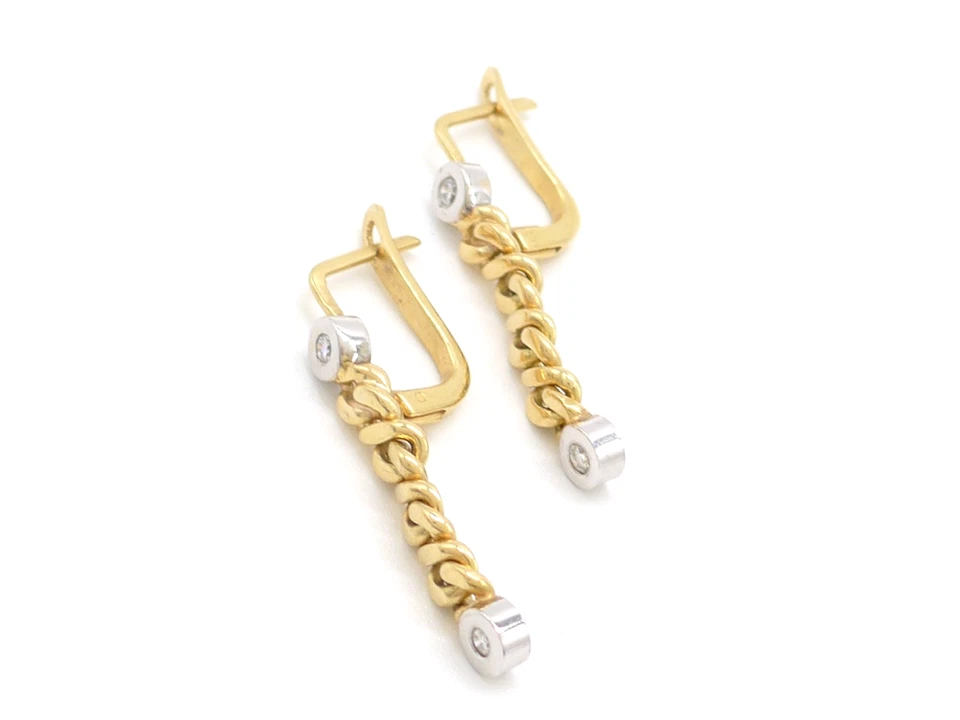 Ohrringe 750 GOLD 18 Karat Bicolor Ohrhänger earrings oro Diamanten G1962/26 - Bild 1 von 4