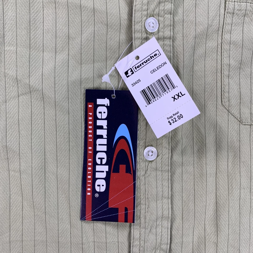 Camisa Ferruche Para Hombres 2XL Celadon Manga Larga Abotonada Espiga Nueva Con Etiquetas Preparación Foto 3 de 4