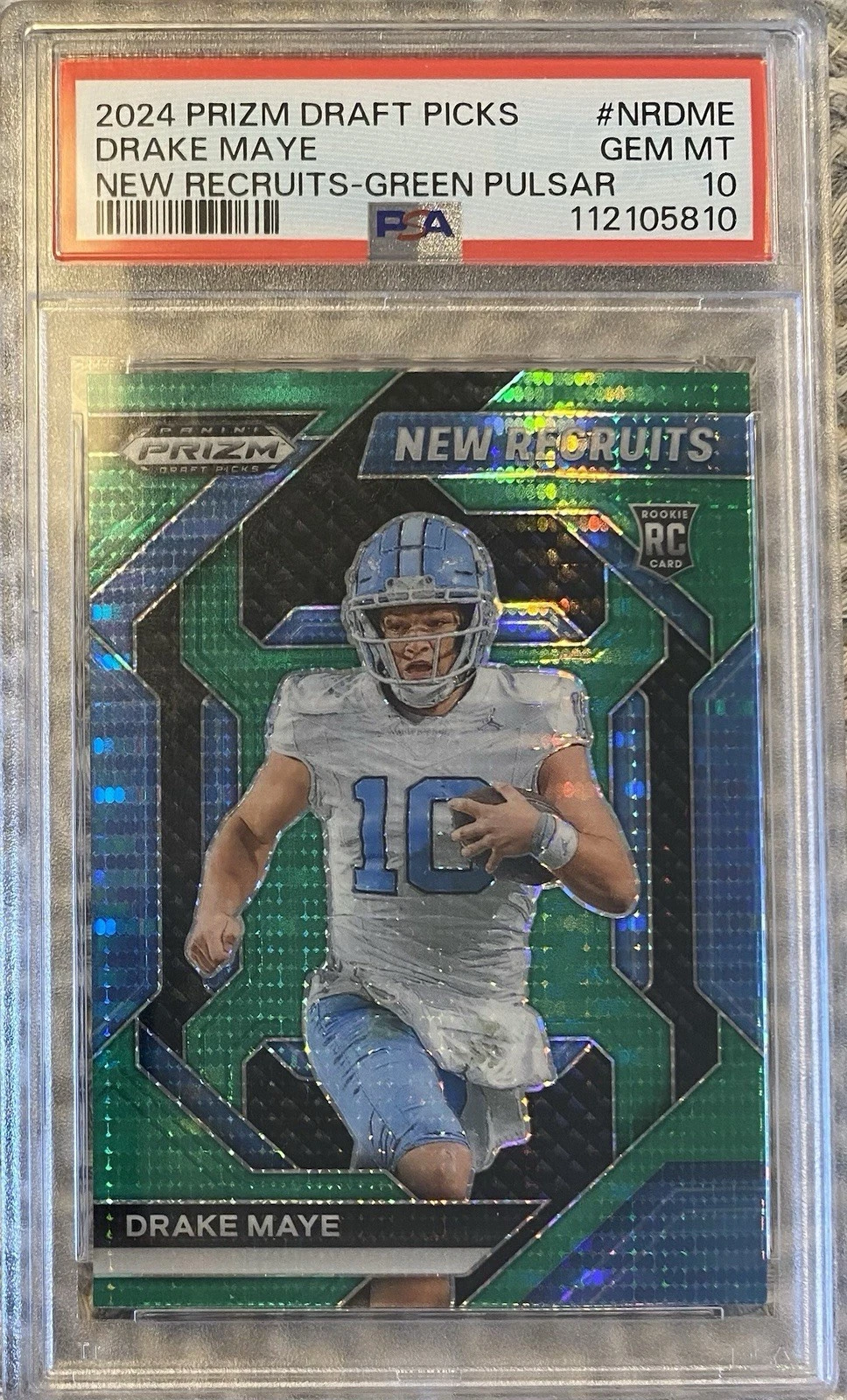 Drake Maye Panini Prizm Draft Picks New Recruits #NRDME Green Pulsar
