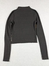 Elodie Women Top Small Long Sleeve Textured Crop Turtleneck Stretch Fitted