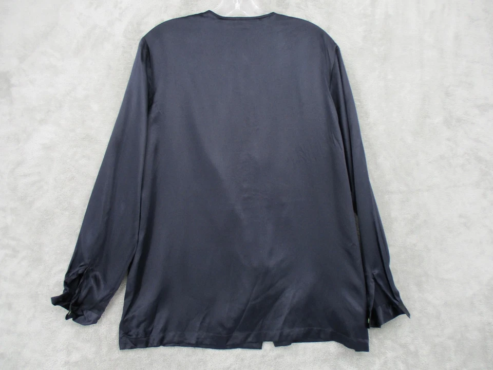 Blusa Citi by Yansi Fugel para mujer 8 botones de seda túnica frontal azul marino carrera Foto 2 de 4
