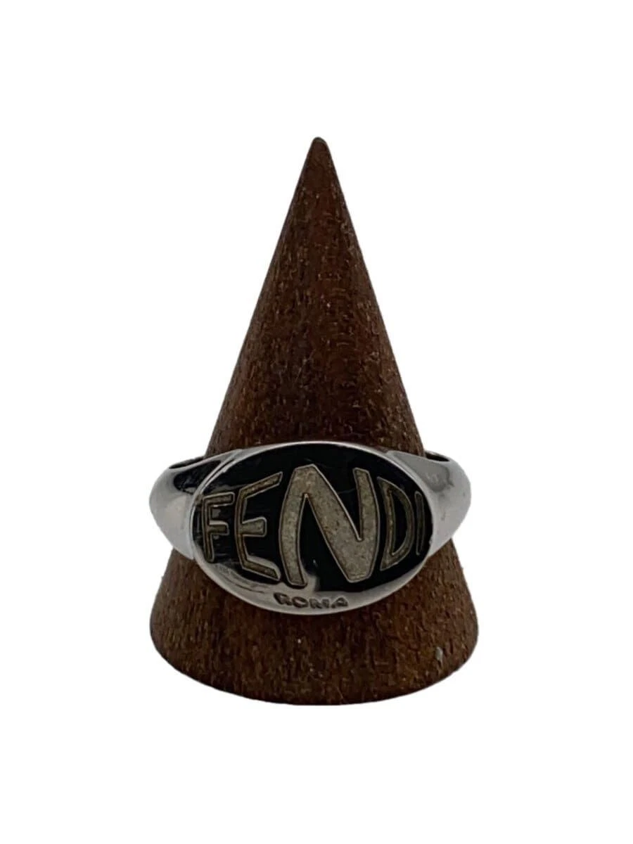Anello FENDI logo inciso tono argento misura 25 uomo