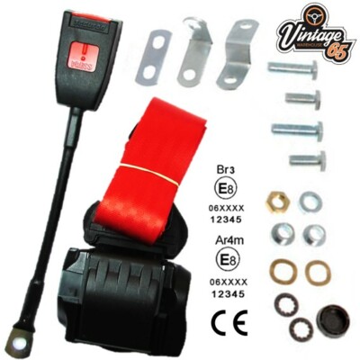 Classic Mini Front Einzelsitz Automatik-Mehrpunkt Gurtkits Rot E Approved