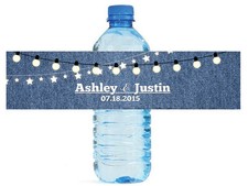 100 Denim Market Lights Wedding anniversary Engagement Party Water Labels