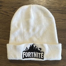 White Fortnite Winter Beanie Hat / Stocking Cap Very Clean Gamers Choice
