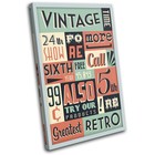 Retro Vintage Typography SINGLE CANVAS WALL ART Picture Print VA