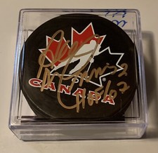 Al Macinnis Team Canada “HOF 07” Signed Game Puck W/ FREE Case! JSA # R71475
