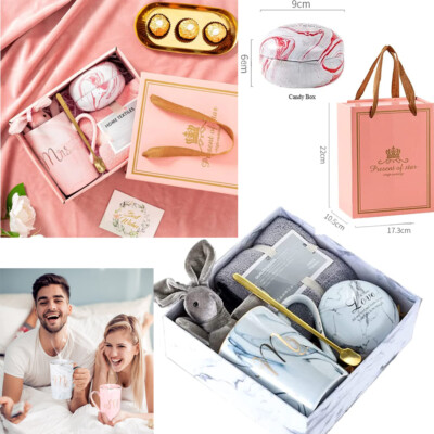 Keramik Kaffeetassen Komplettset Herr und Frau Hochzeit Jahrestag Geschenkbox