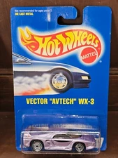 Hot Wheels Vector Avtech WX-3 #207 purple New Model card variation bad blister
