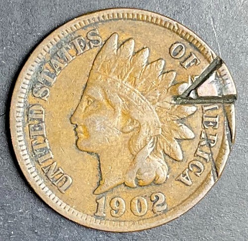 1902 Indian Head Cent Snow 4 S4 - "Die Gouge by Eye" Popular Mint Error ...
