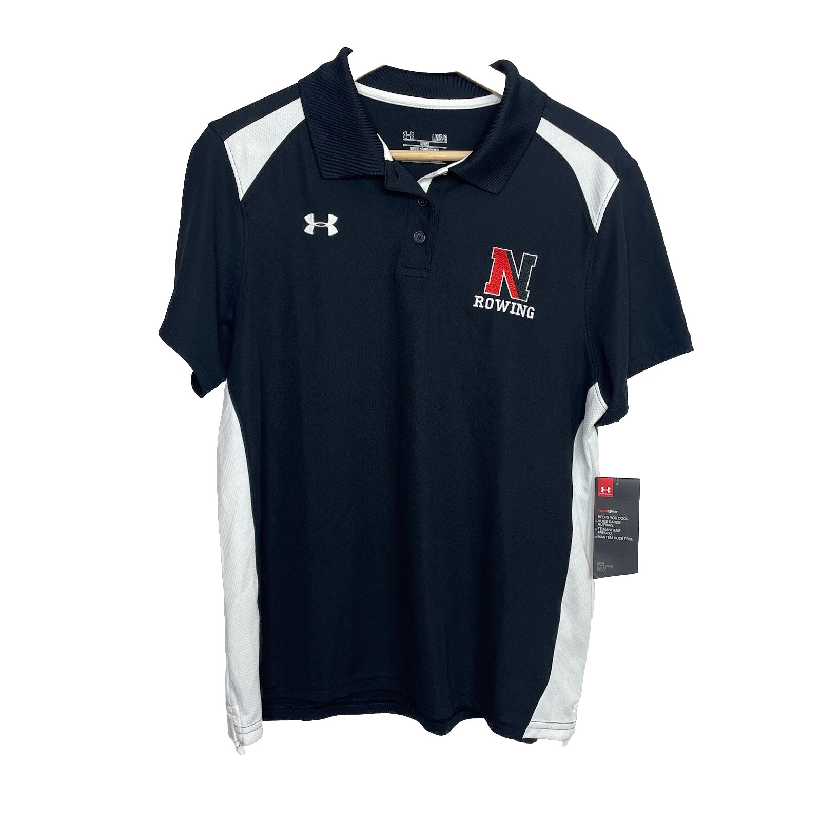 FILA Polo Under Armour donna Northeastern University ROWING nera taglia L nuova con etichette