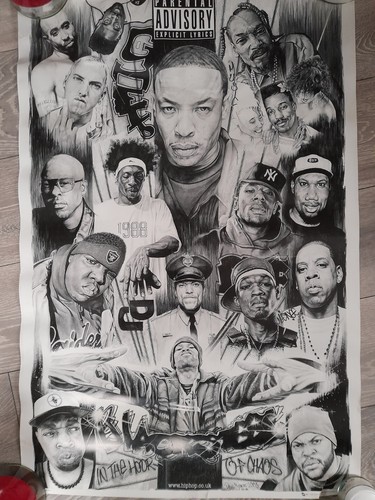 Vintage 2003 Black Stars In The Hood Rappers Poster