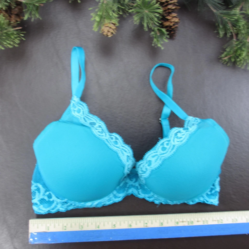 Sujetador Natori 34D Azul Encaje Acolchado Con Aros Cierre Ajustable Espalda Foto 2 de 4