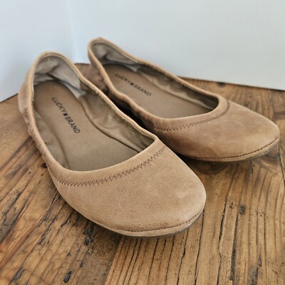 Lucky Brand Emmie Ballet Flats Womens Brown Leather Slip On