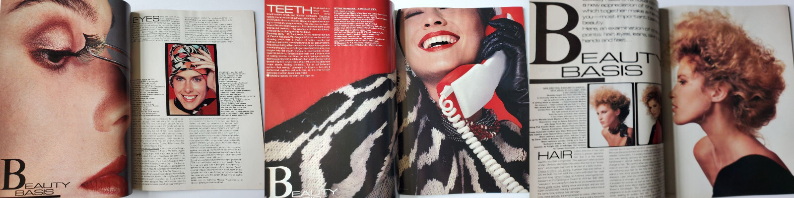 1983 UK Beauty In VOGUE mag Bonnie Berman Kirsten Allen Jaclyn Smith Lise Brand